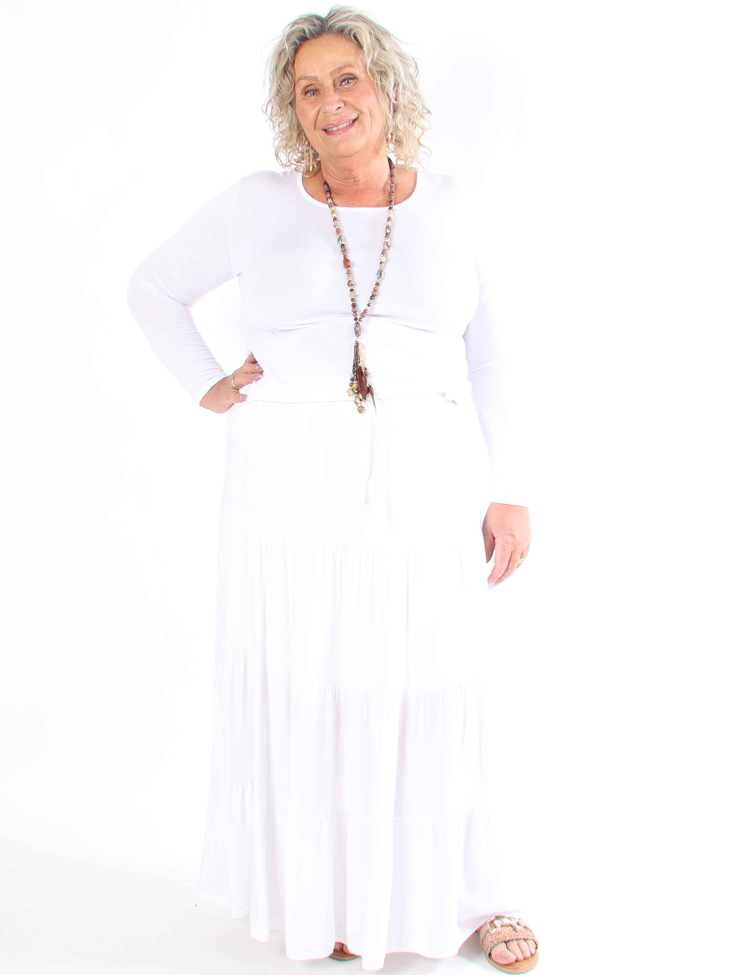 Kayla - Plus size kjol i viskos med lager-på-lager-look